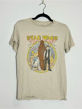 Star Wars Beige Graphic Tee with Retro Character Print